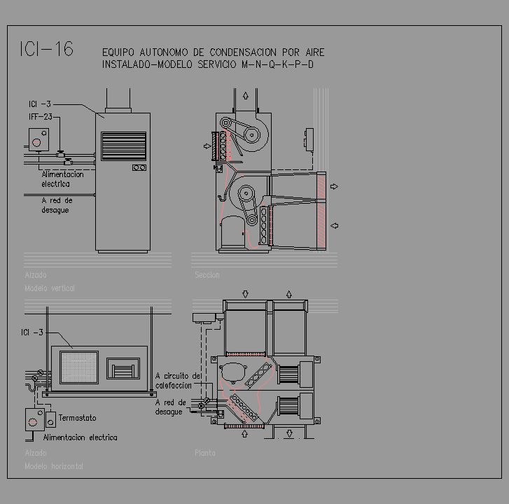 Bloque Autocad Equipo autónomo de condensación por aire instalado